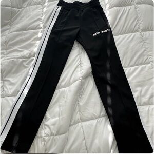 Palm Angels Black Track Pants with White Double Side Stripes